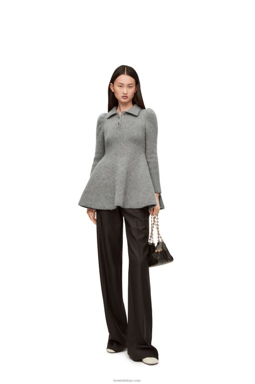 Loewe kaşmir ve tiftik mini elbise 026001082 kadınlar gri