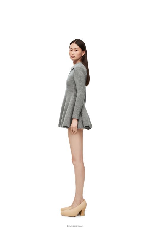 Loewe kaşmir ve tiftik mini elbise 026001082 kadınlar gri