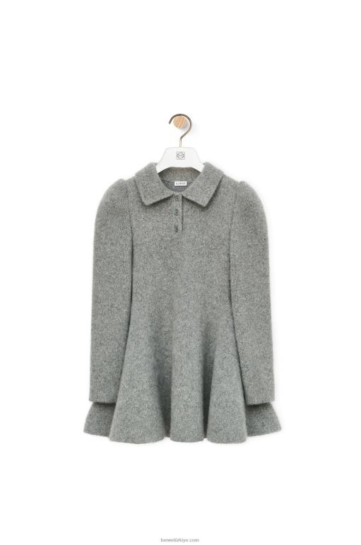 Loewe kaşmir ve tiftik mini elbise 026001082 kadınlar gri