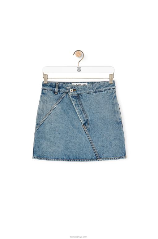 Loewe kot anagram mini etek 026001186 kadınlar orta mavi kot