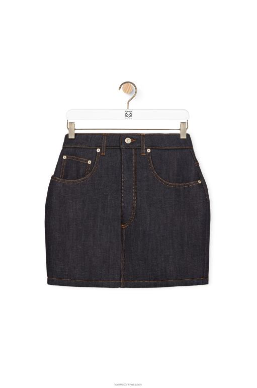 Loewe kottan kıvrımlı mini etek 026001184 kadınlar ham kot