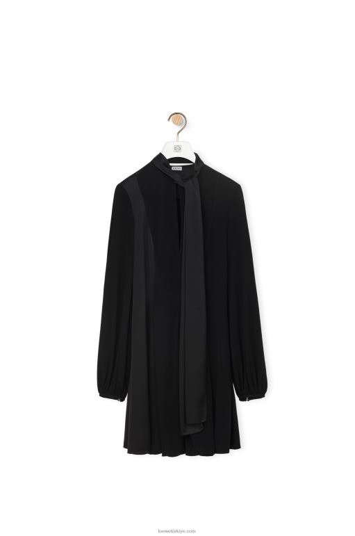 Loewe krep jarse ve krep satenden yaka elbise 026001062 kadınlar siyah