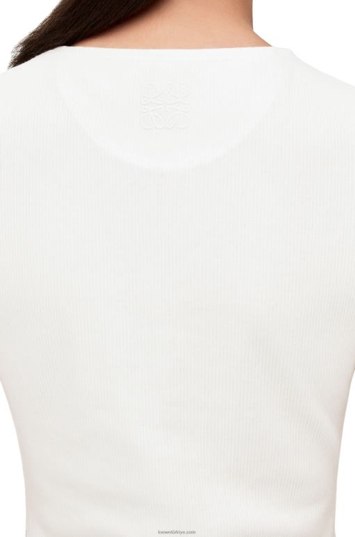 Loewe nervürlü pamuklu jarse antoryum tank elbise 026001072 kadınlar Beyaz kırmızı