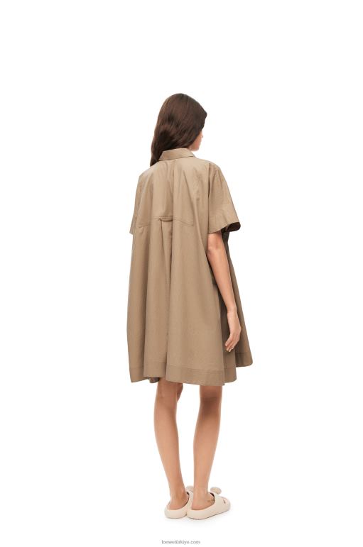 Loewe pamuklu anagram tunik elbise 026001050 kadınlar taos taupe