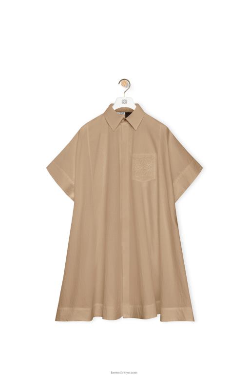 Loewe pamuklu anagram tunik elbise 026001050 kadınlar taos taupe