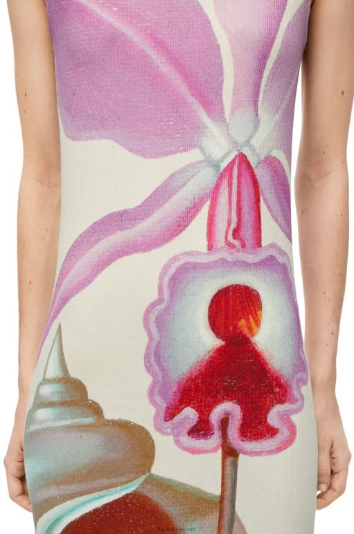 Loewe pamuklu maruja mallo tüp elbise 026001036 kadınlar beyaz/çok renkli