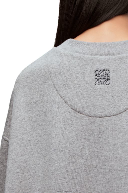 Loewe pamuklu polardan uzun sweatshirt elbise 026001084 kadınlar kül