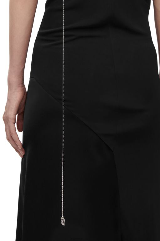 Loewe saten ve krep asimetrik elbise 026001098 kadınlar siyah