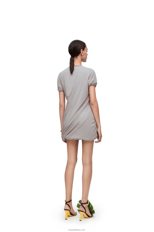 Loewe streç ipek şifon dolgulu mini elbise 026001086 kadınlar sis grisi