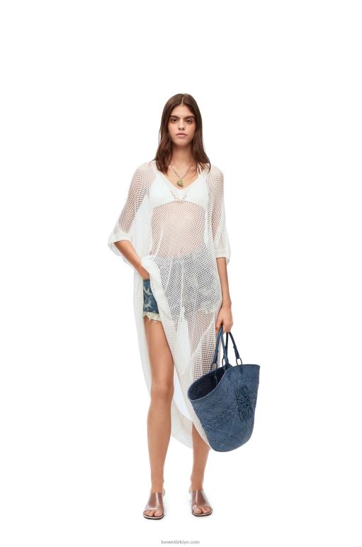 Loewe viskon file tunik elbise 026001045 kadınlar beyaz