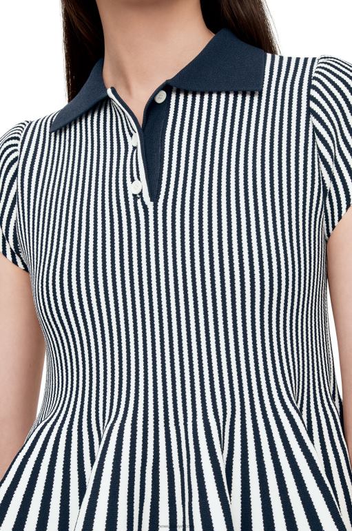 Loewe viskon karışımlı örgü çizgili mini elbise 026001063 kadınlar lacivert/beyaz