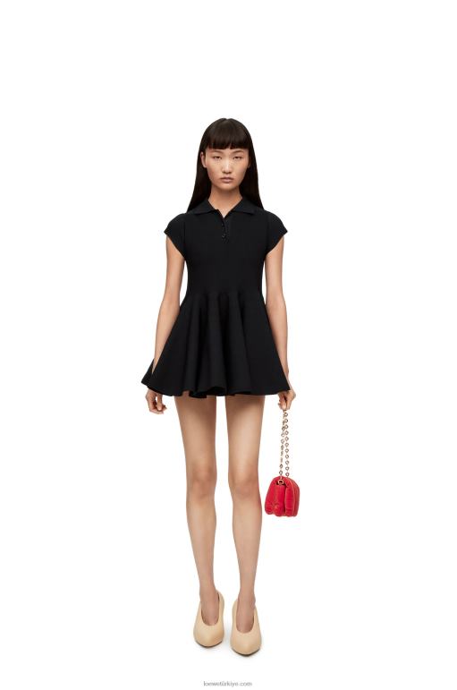 Loewe viskon karışımlı triko mini elbise 026001079 kadınlar siyah