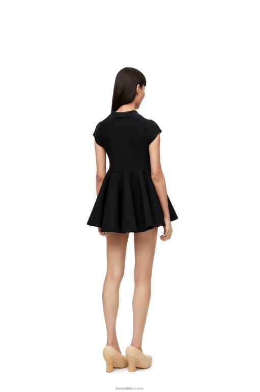Loewe viskon karışımlı triko mini elbise 026001079 kadınlar siyah