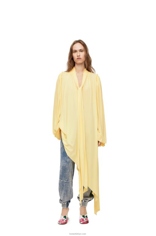 Loewe viskon krep jarseden asimetrik elbise 026001085 kadınlar vanilya