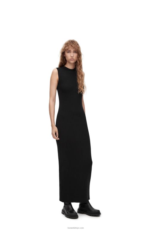 Loewe yün boru örgü elbise 02600985 kadınlar siyah/lacivert