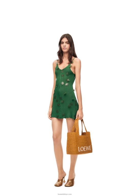 Loewe yaprak askılı viskon elbise 026001043 kadınlar Orman yeşili