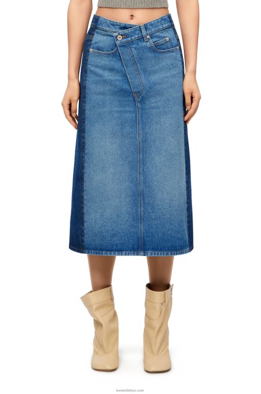 Loewe yeniden yapılandırılmış denim etek 026001160 kadınlar kot mavisi