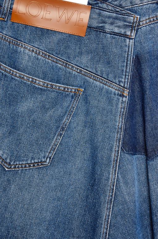 Loewe yeniden yapılandırılmış denim midi etek 026001188 kadınlar sportif mavi