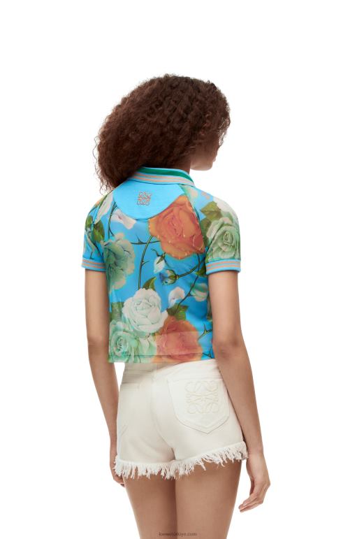 Loewe ağda güller kırpılmış polo top 02600790 kadınlar mavi/çok renkli