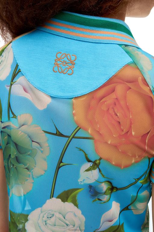 Loewe ağda güller kırpılmış polo top 02600790 kadınlar mavi/çok renkli