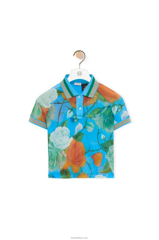 Loewe ağda güller kırpılmış polo top 02600790 kadınlar mavi/çok renkli