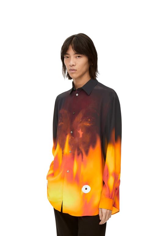 Loewe calcifer viskon gömlek 02600941 kadınlar turuncu çok tonlu