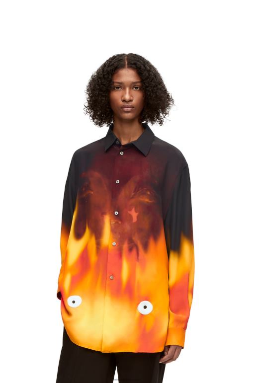 Loewe calcifer viskon gömlek 02600941 kadınlar turuncu çok tonlu