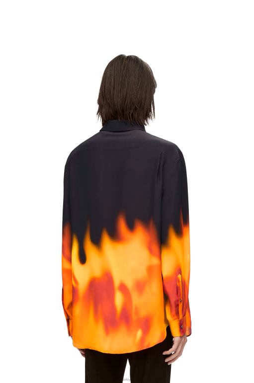 Loewe calcifer viskon gömlek 02600941 kadınlar turuncu çok tonlu