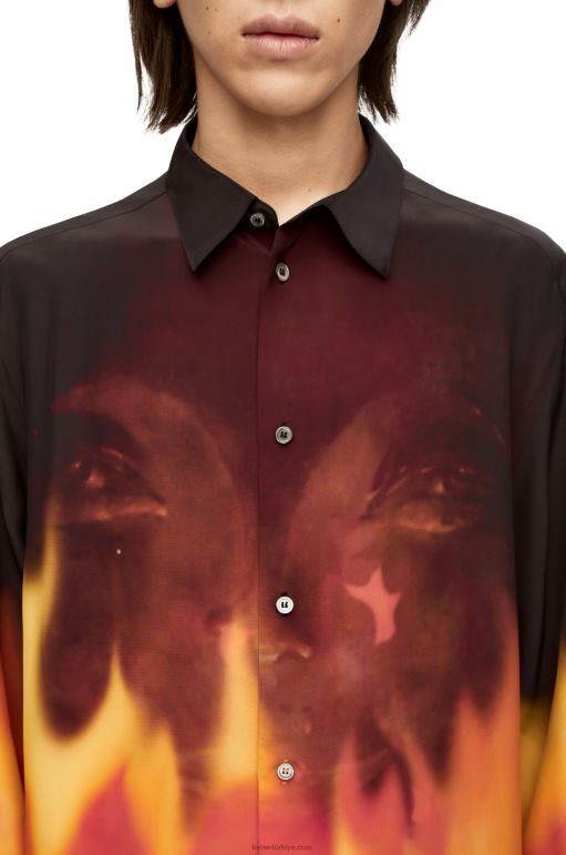 Loewe calcifer viskon gömlek 02600941 kadınlar turuncu çok tonlu