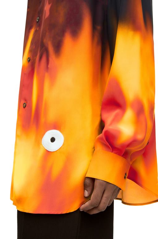 Loewe calcifer viskon gömlek 02600941 kadınlar turuncu çok tonlu