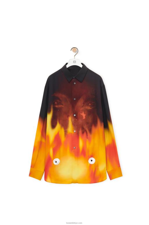 Loewe calcifer viskon gömlek 02600941 kadınlar turuncu çok tonlu