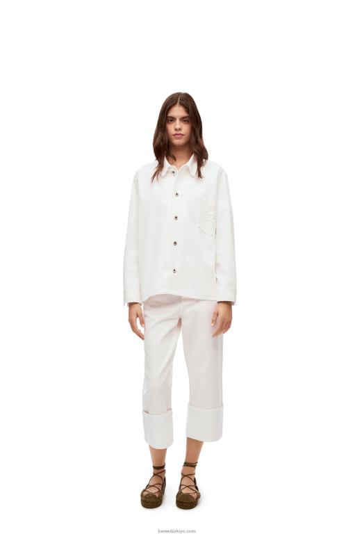 Loewe denim anagram ince ince gömlek 02600876 kadınlar beyaz