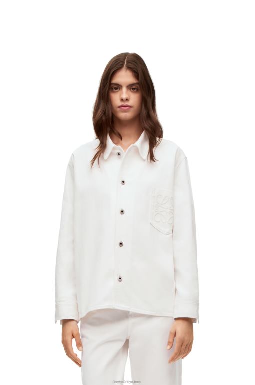 Loewe denim anagram ince ince gömlek 02600876 kadınlar beyaz