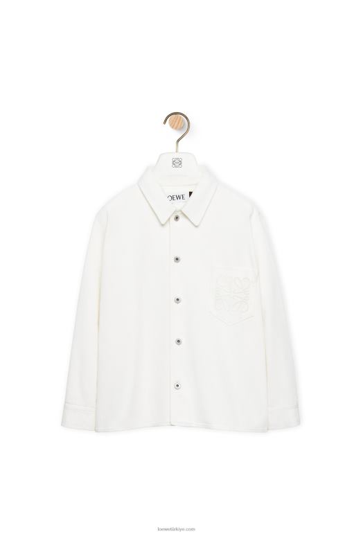 Loewe denim anagram ince ince gömlek 02600876 kadınlar beyaz