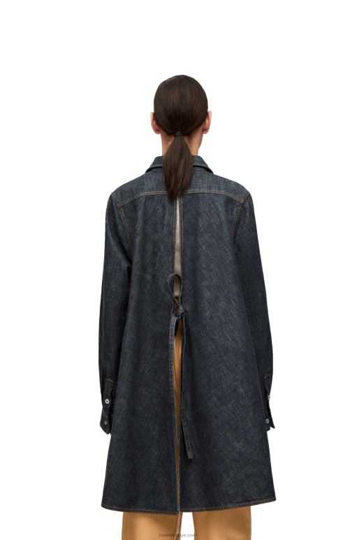 Loewe denim trapez ince ince gömlek 02600896 kadınlar Mavi kot