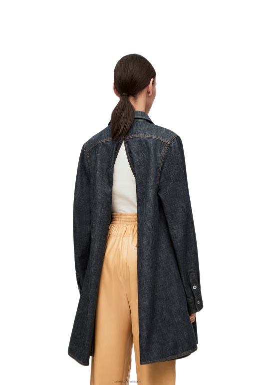 Loewe denim trapez ince ince gömlek 02600896 kadınlar Mavi kot