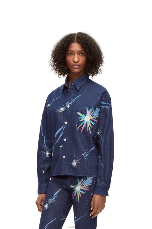 Loewe denimden büyülü gökyüzü ince ceket 02600945 kadınlar lacivert