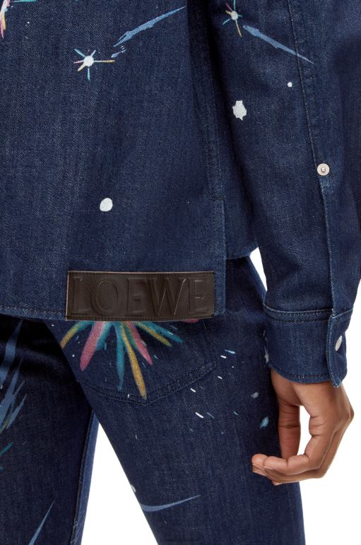 Loewe denimden büyülü gökyüzü ince ceket 02600945 kadınlar lacivert