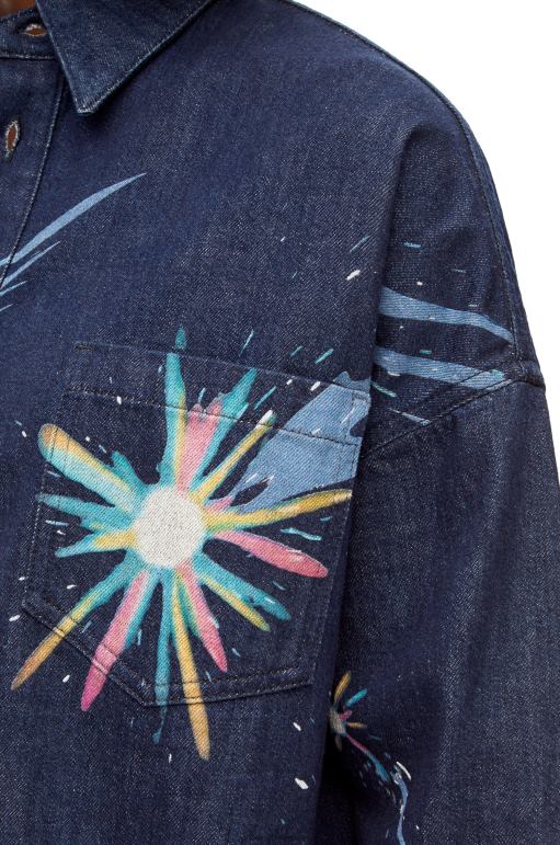 Loewe denimden büyülü gökyüzü ince ceket 02600945 kadınlar lacivert