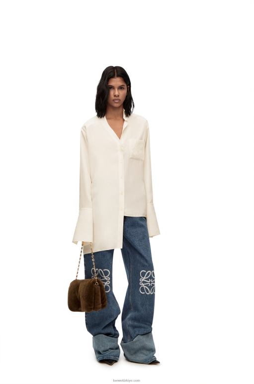 Loewe ipek asimetrik gömlek 02600925 kadınlar fildişi