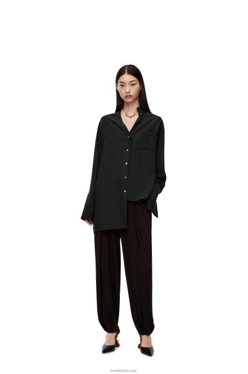 Loewe ipek asimetrik gömlek 02600926 kadınlar siyah