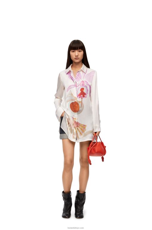 Loewe ipek maruja mallo gömlek 02600855 kadınlar beyaz/çok renkli