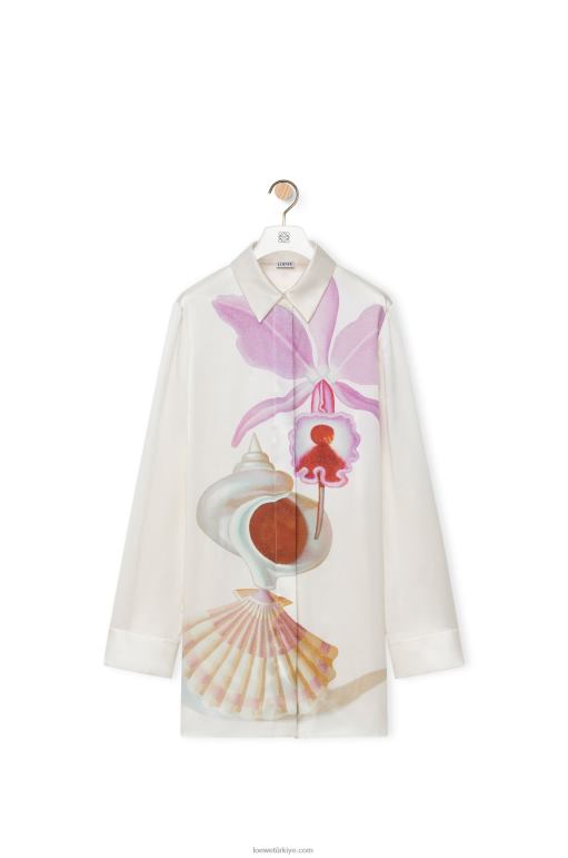Loewe ipek maruja mallo gömlek 02600855 kadınlar beyaz/çok renkli