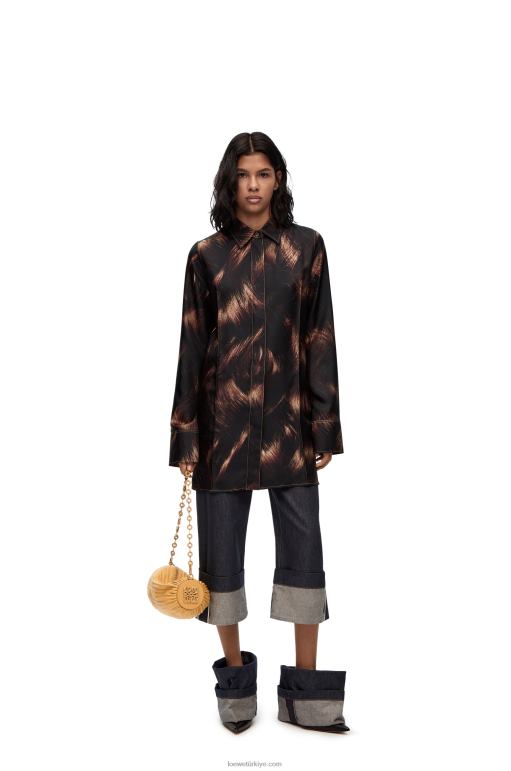 Loewe ipek saç desenli gömlek 02600930 kadınlar kahverengi/çok renkli