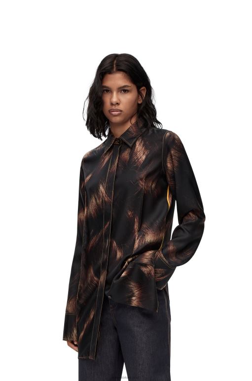 Loewe ipek saç desenli gömlek 02600930 kadınlar kahverengi/çok renkli