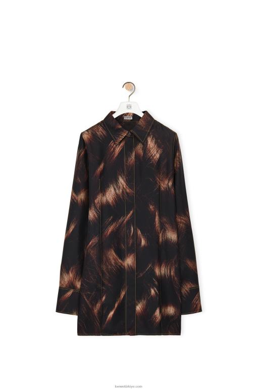 Loewe ipek saç desenli gömlek 02600930 kadınlar kahverengi/çok renkli