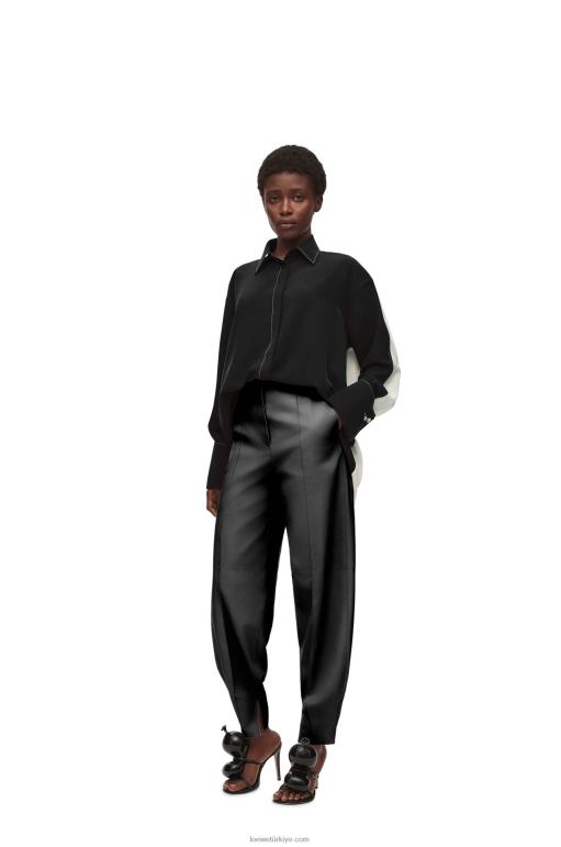 Loewe ipek tunik gömlek 02600935 kadınlar siyah beyaz