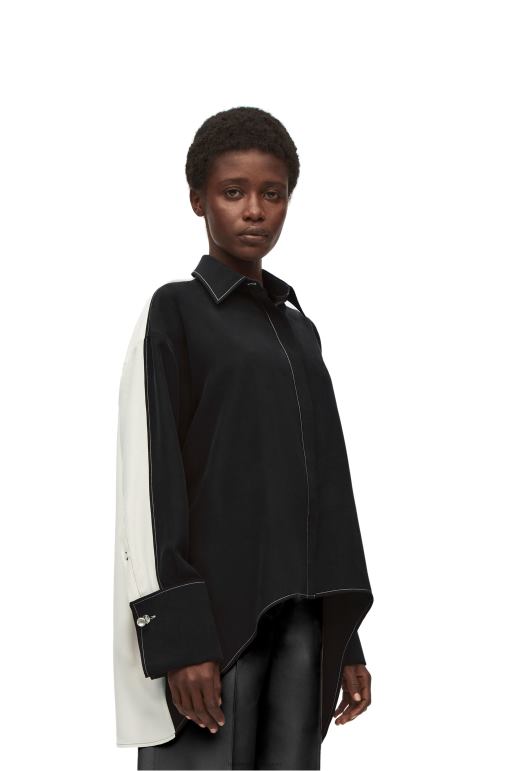 Loewe ipek tunik gömlek 02600935 kadınlar siyah beyaz