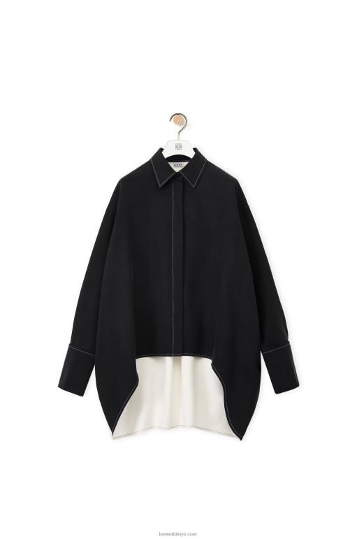 Loewe ipek tunik gömlek 02600935 kadınlar siyah beyaz