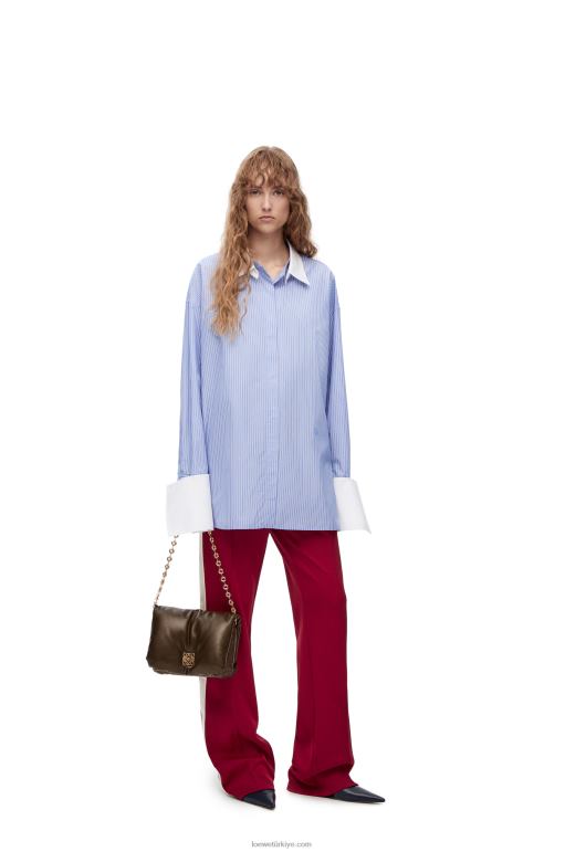 Loewe çizgili pamuklu gömlek 02600916 kadınlar Mavi beyaz